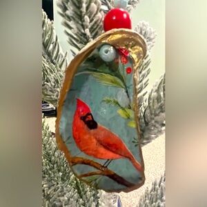 Cardinal Oyster Shell ornament